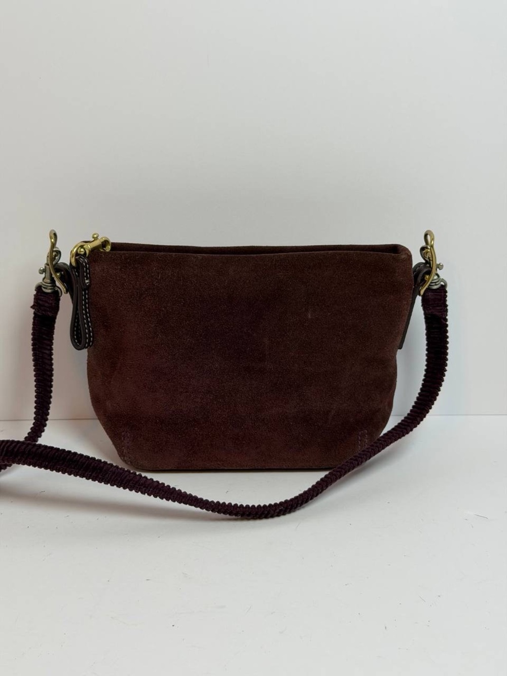 Coach Mini Burgundy Suede Bag